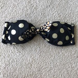 Victoria’s Secret strapless bikini top small bandeau polka dots black gold